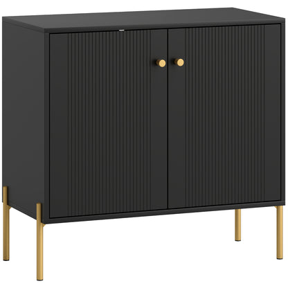 HOMCOM Sideboard Buffet Cabinet, Coffee Bar Cabinet with Fluted Doors and Adjustable Shelf, Black