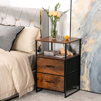 2-Drawer Storage Cabinet with Removable Fabric Drawers for Living Room/Bedroom