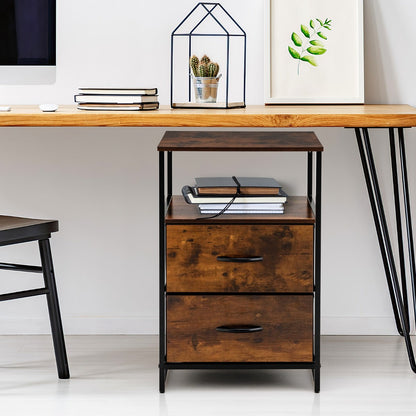 2-Drawer Storage Cabinet with Removable Fabric Drawers for Living Room/Bedroom