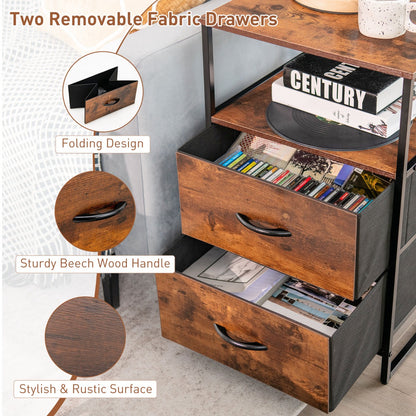 2-Drawer Storage Cabinet with Removable Fabric Drawers for Living Room/Bedroom