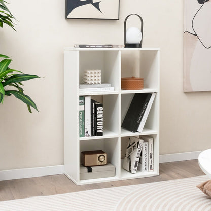 6-Cube Bookshelf Bookcase with 2 Anti-Tipping Kits for Living Room-White