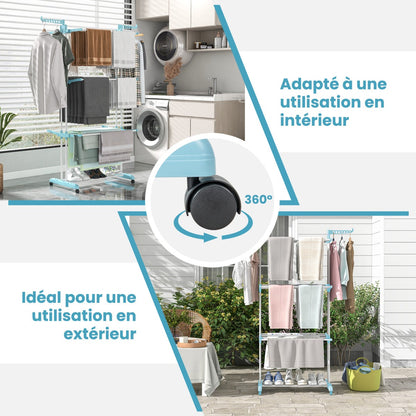 3-Tier Clothes Airer Folding Clothes Dryer 127 x 63 x 171 cm Blue