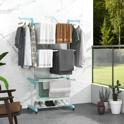 3-Tier Clothes Airer Folding Clothes Dryer 127 x 63 x 171 cm Blue