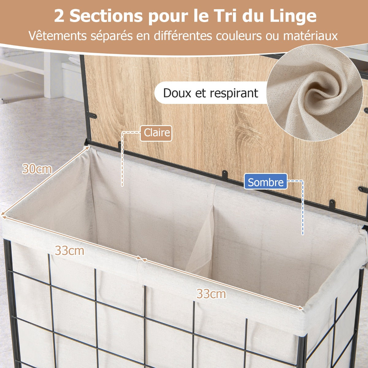 110L/130L Large Capacity Handwoven Rattan Laundry Basket with Lid and Lockable Wheels-L