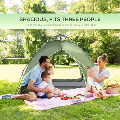 Outsunny 3 Man Camping Tent Automatic Pop Up Tent Portable Double Layer for Festival Hiking Family Travel Shelter