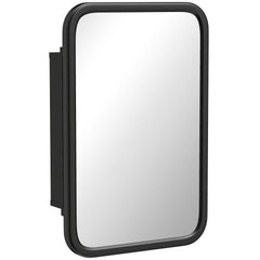 HOMCOM Bathroom Wall Cabinet with Tempered Mirror Metal Bathroom Mirror Cabinet with 3 Shelves Black
