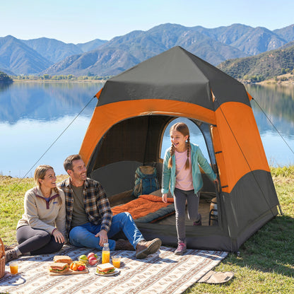 Outsunny Double Layer Instant Pop Up Tent with Rainfly, Portable Camping Shelter with Sewn-in Groundsheet and Carry Bag, Orange