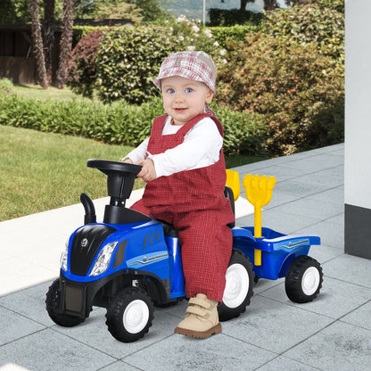 HOMCOM Ride On Tractor Toddler Walker Foot To Floor Slider w/ Horn Storage Steering Wheel for 1-3 Years Old Blue