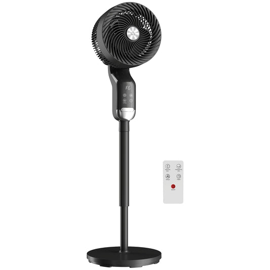 HOMCOM 20 dB Silent Standing Fan, 41" Pedestal Fan with Remote, 85° Oscillating, 8 Speeds, Adjustable Height, 12H Timer