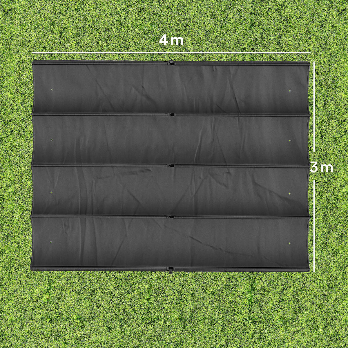 Outsunny Retractable Pergola Canopy Only, 3.92 x 3.5 m, UV30+ Replacement Canopy Cover for 4 x 3 m Pergola, Dark Grey