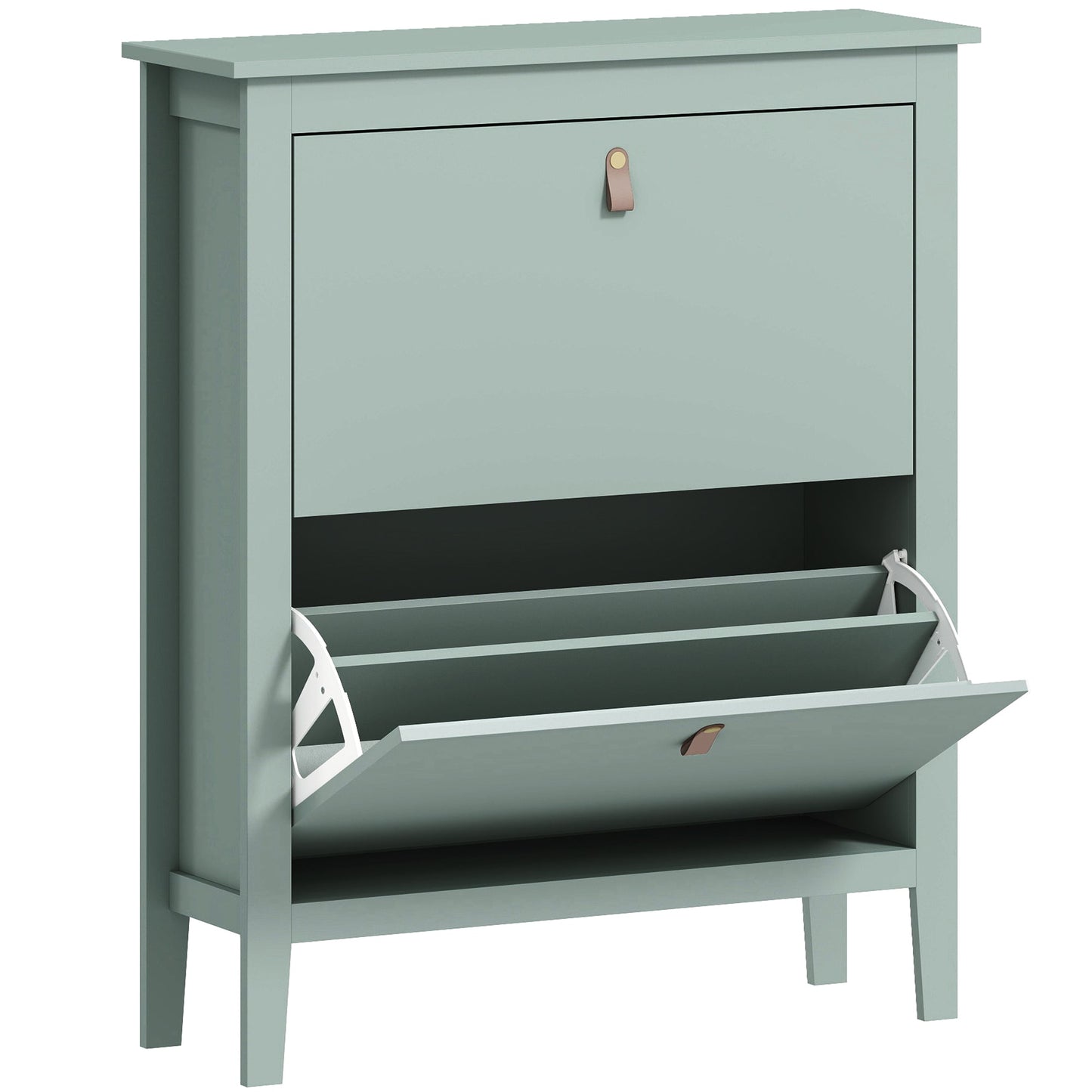 HOMCOM Modern Two-Drawer Shoe Cabinet - Green