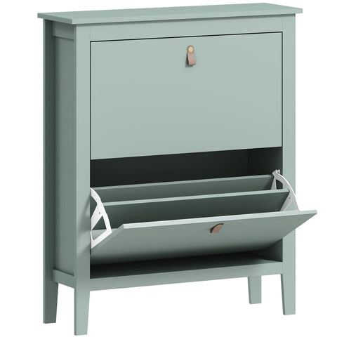 HOMCOM Modern Two-Drawer Shoe Cabinet - Green