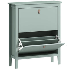 HOMCOM Modern Two-Drawer Shoe Cabinet - Green