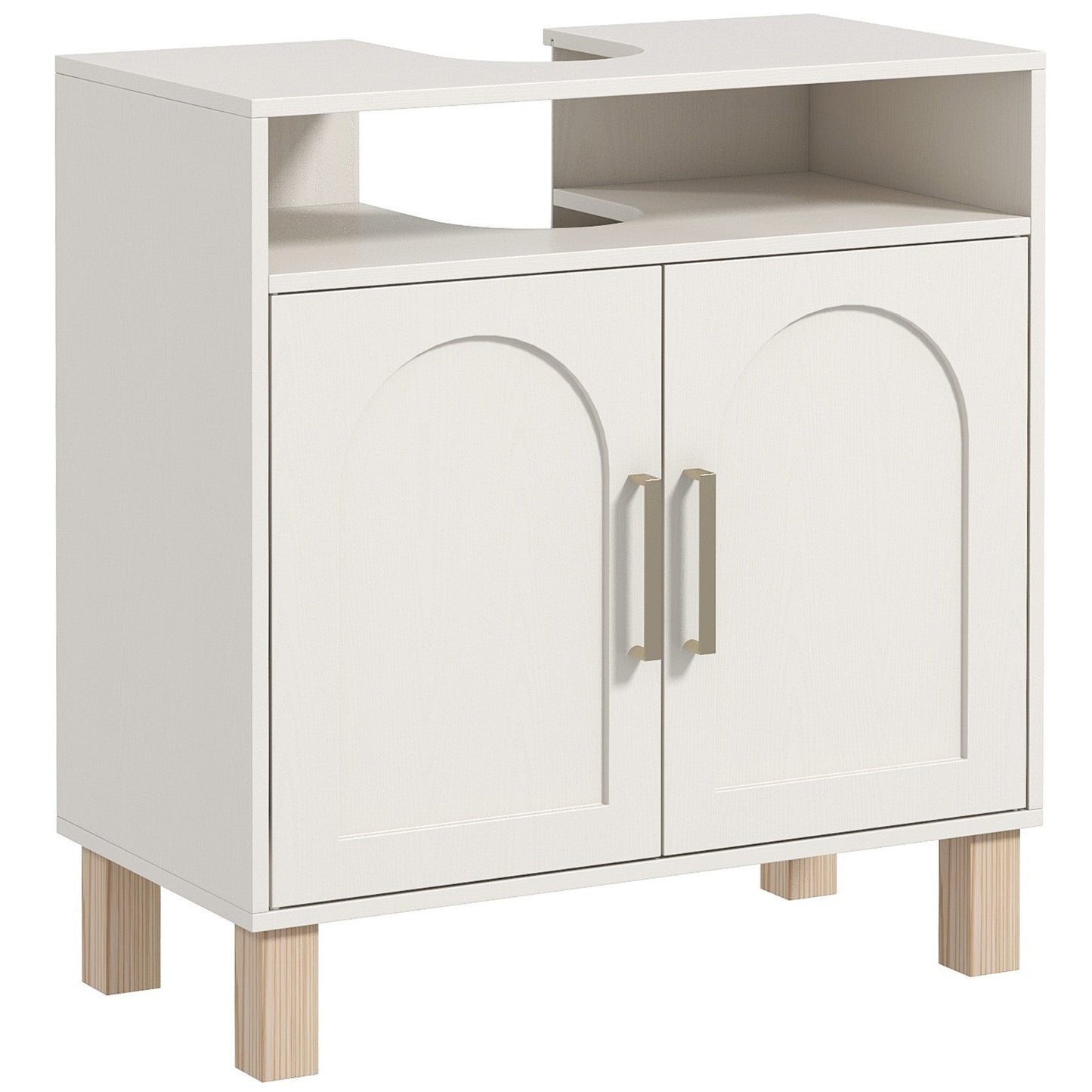 HOMCOM Under Sink Cabinet for Basin without Pedestal - Cream White