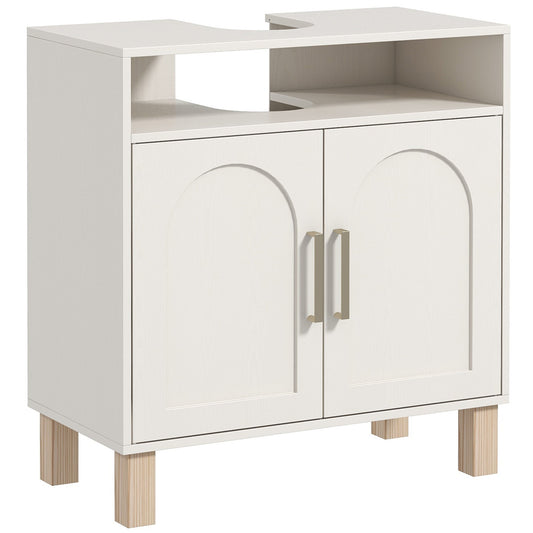 HOMCOM Under Sink Cabinet for Basin without Pedestal - Cream White
