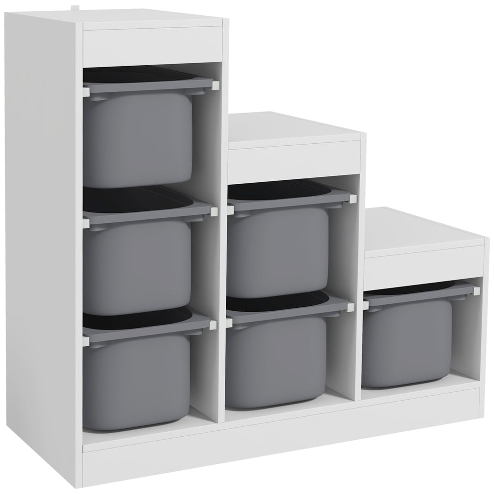 AIYAPLAY Toy Storage Organiser, Three-Layer Kids Toy Storage Units, with Removable Bins, for Ages 3-8 Years, Grey