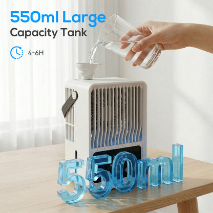 HOMCOM Portable Air Conditioner, 4-in-1 Mini Air Cooler with 3 Wind Speed, 2 Mist Mode, 7 Colour RGB Light, Black and White