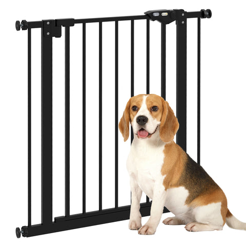 PawHut Adjustable Safety Gate w/ One Extensions, Four Adjustable Screws, Black