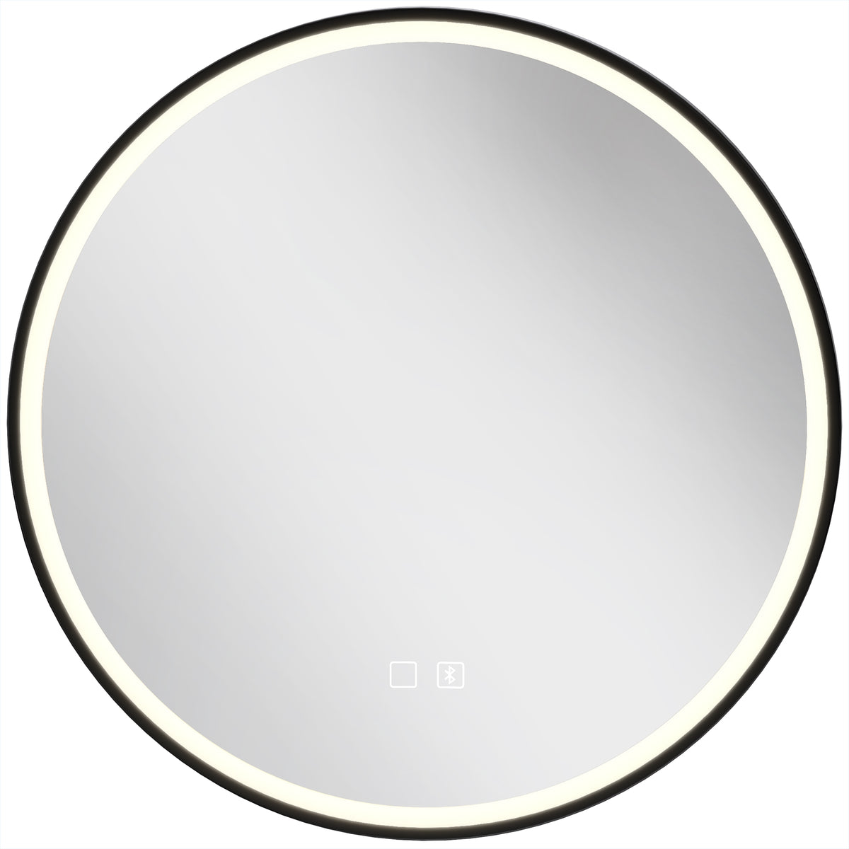 HOMCOM Bathroom Mirror with LED Lights, 60cm Round LED Bathroom Mirror with 3 Colours Dimmable, Bluetooth, Anti-Fog, Black