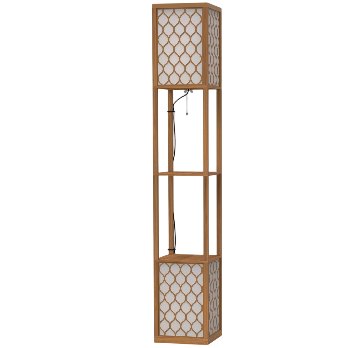 HOMCOM Duo Light Floor Shelves - Natural Wood Finish