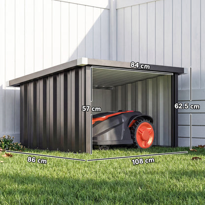 Outsunny Robot Mower Garage with Sloped Roof for Robotic Lawn Mower Storage, Weatherproof, 108 x 86 x 62.5 cm, Dark Grey