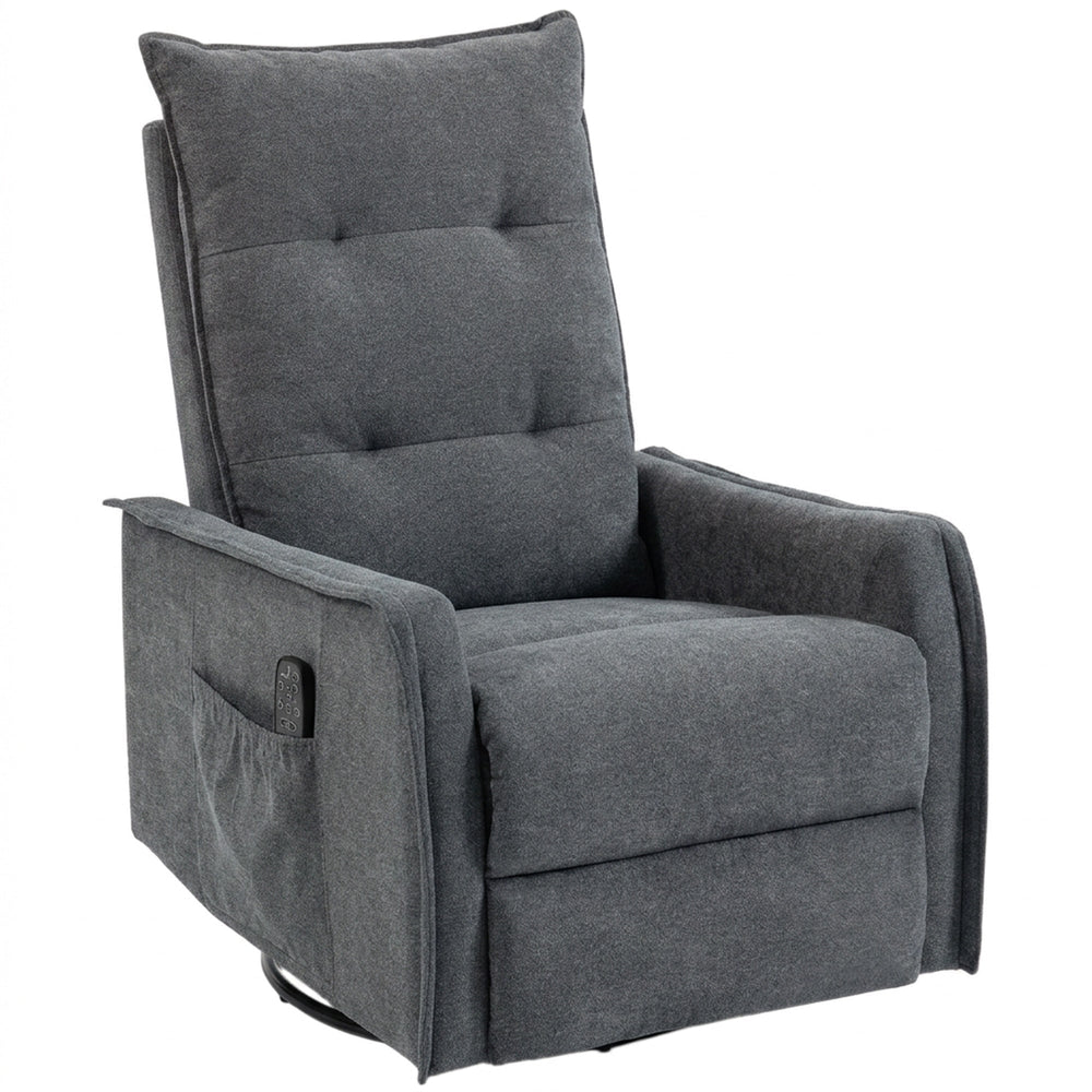 HOMCOM Recliner Armchair, Chenille Recliner Chair with Massage and Heat, 360 degrees Swivel Rocking Manual Recliner, Dark Grey