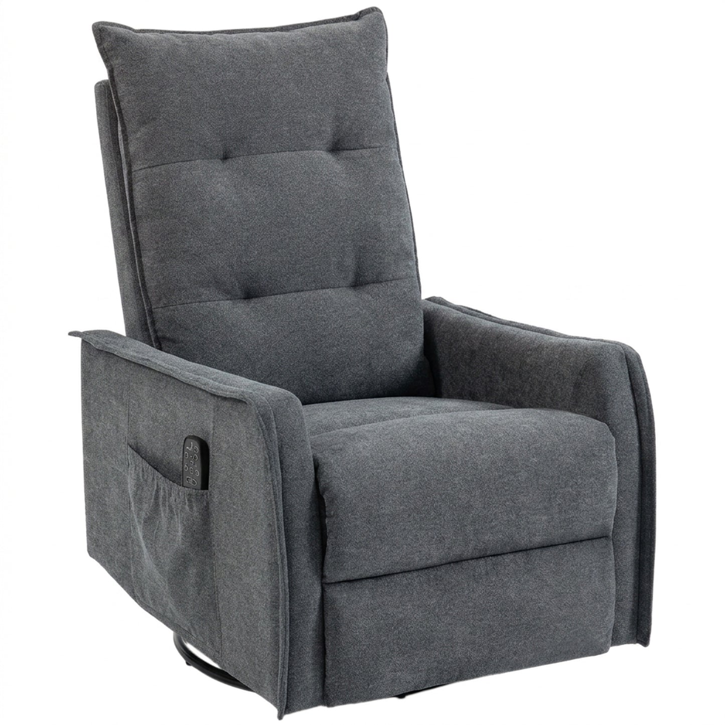 HOMCOM Recliner Armchair, Chenille Recliner Chair with Massage and Heat, 360Â° Swivel Rocking Manual Recliner, Dark Grey