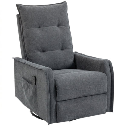 HOMCOM Recliner Armchair, Chenille Recliner Chair with Massage and Heat, 360Â° Swivel Rocking Manual Recliner, Dark Grey