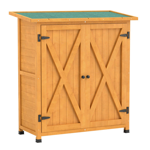 Outsunny 46.5 x 97cm Compact Wooden Storage Shed - Yellow
