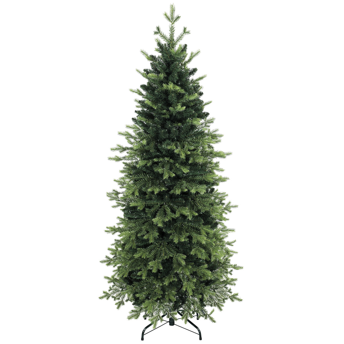 HOMCOM Geneva Fir Hinged Xmas Tree, 7ft/210cm Artificial Christmas Tree with 2079 Branch Tips, Foldable Steel Stand, Green