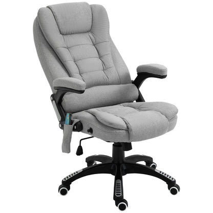 Vinsetto Office Chair, Ergonomic Fabric Desk Chair with 6-Point Massage and Back Heated, Arms, Lumbar Support, Light Grey