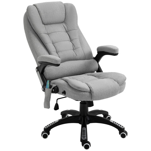 Vinsetto Office Chair, Ergonomic Fabric Desk Chair with 6-Point Massage and Back Heated, Arms, Lumbar Support, Light Grey