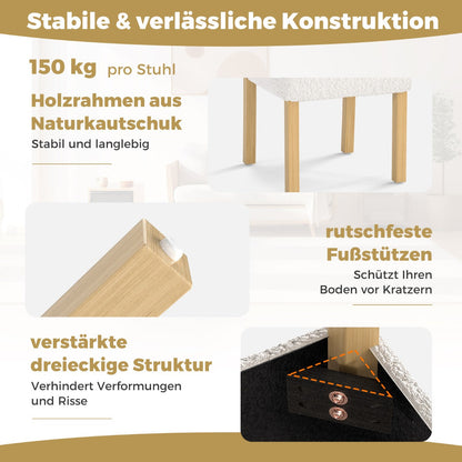 Wooden Dining Chair with Rubber Wood Frame and Cylinder Back Set of 2-White