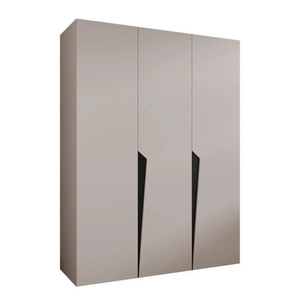Beige wardrobe with black accents on a white background