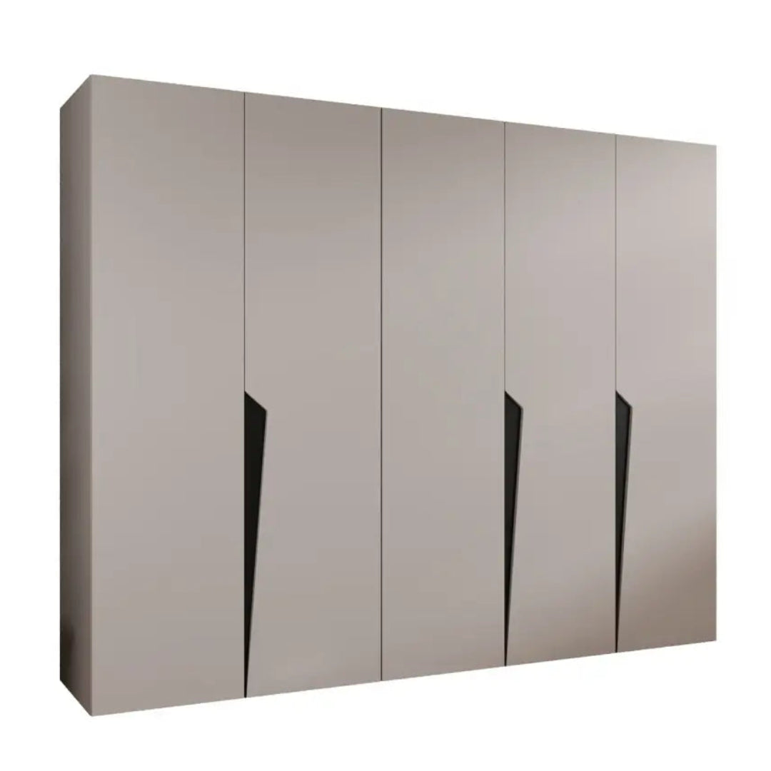 Modern wardrobe with five doors on a white background