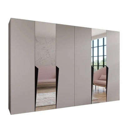 Large mirror with reflective surfaces on a white background