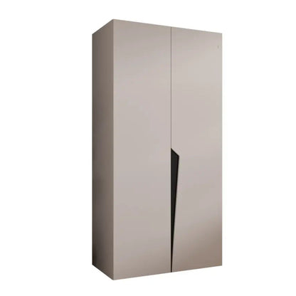 Beige wardrobe with a black accent on a white background