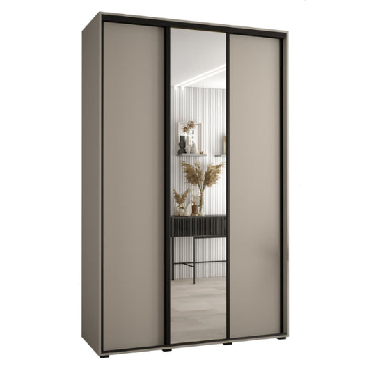 Sliding door wardrobe with a mirror panel on a white background
