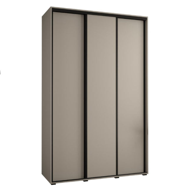Three-door wardrobe with sliding doors on a white background
