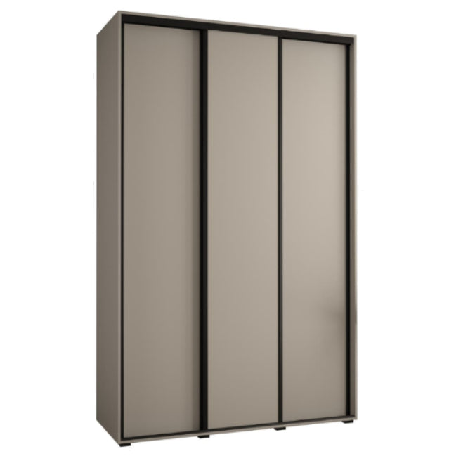 Three-door wardrobe with sliding doors on a white background