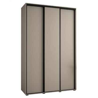Three-door wardrobe with sliding doors on a white background