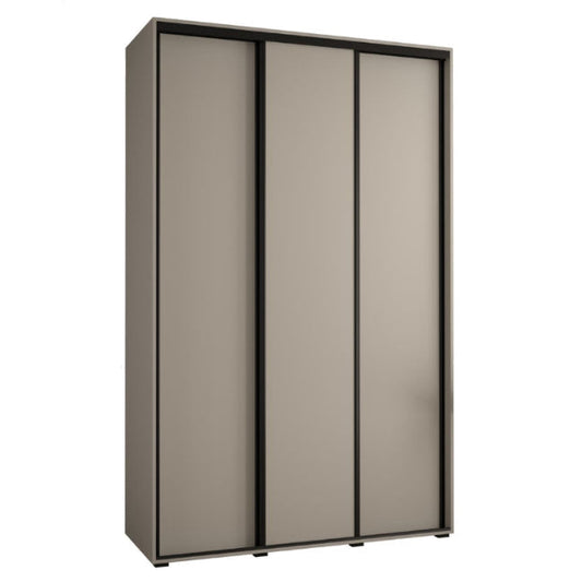 Three-door wardrobe with sliding doors on a white background