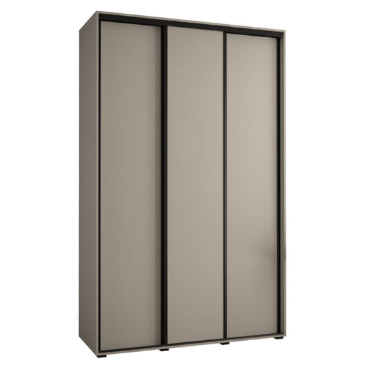 Three-door wardrobe with sliding doors on a white background