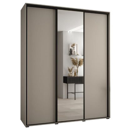 Sliding door wardrobe with a mirror panel on a white background