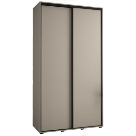 Tall gray wardrobe with sliding doors on a white background