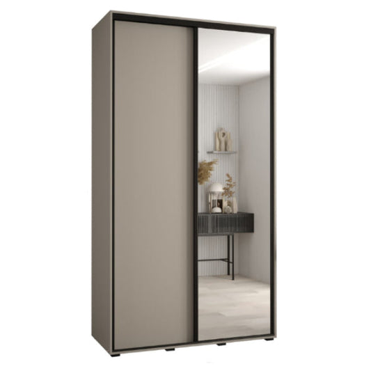 Sliding wardrobe with a mirror door in a neutral color scheme.