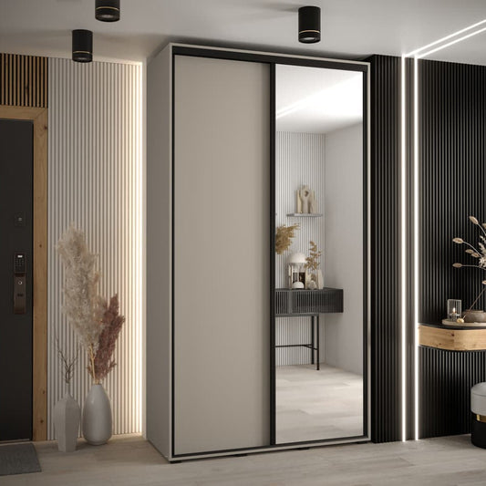 Modern interior with a sliding door and decorative elements
