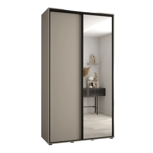 Sliding wardrobe with mirror door on a white background