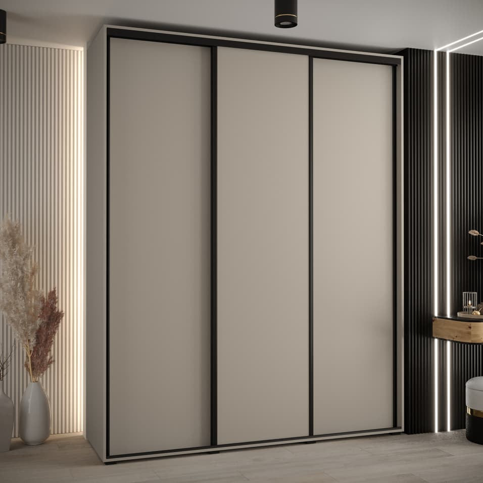 Modern wardrobe with sliding doors in a stylish room setting