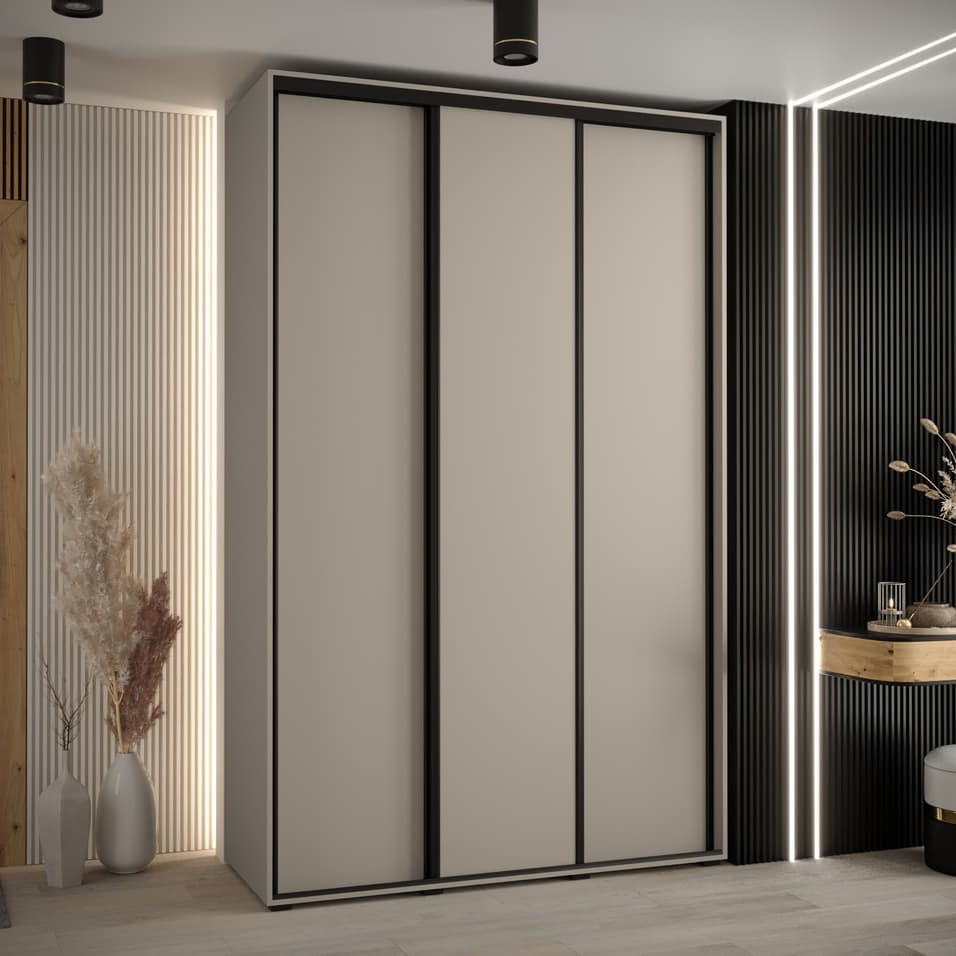 Modern wardrobe with sliding doors in a stylish room setting